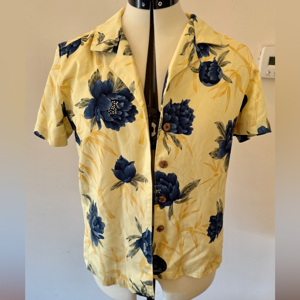 Floral Casual Button Down Shirt - Yellow and Blue